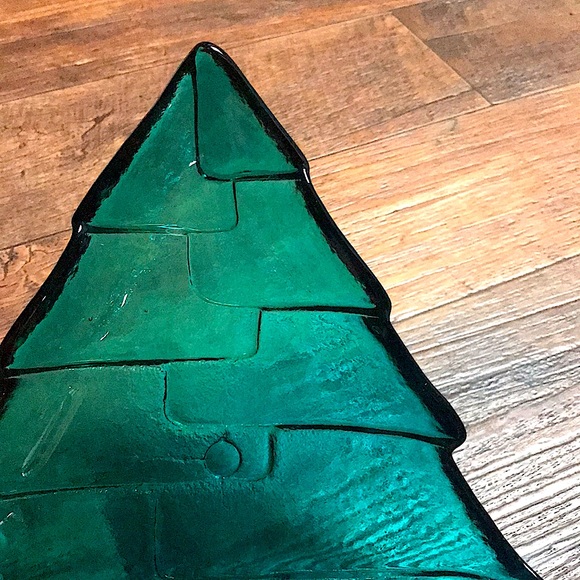 Vintage Recycled Glass Serving Tray Christmas Tree 🎄 Design - Picture 2 of 6